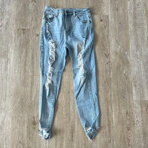 Womens Shein Light Wash Distressed Jeans - 29